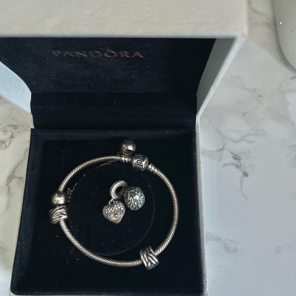 Authentic Pandora Silver Bracelet with Pandora Charms